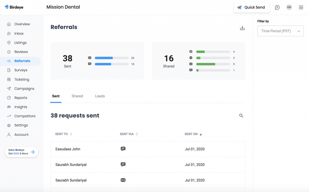 Send referral requests