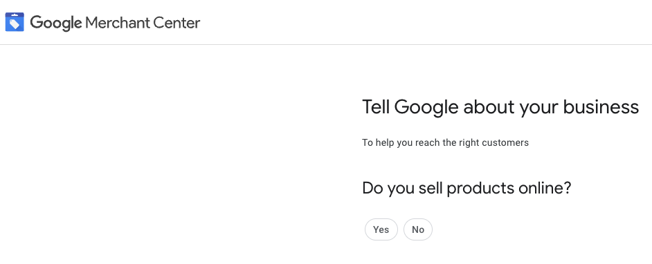 Google Merchant Center start page